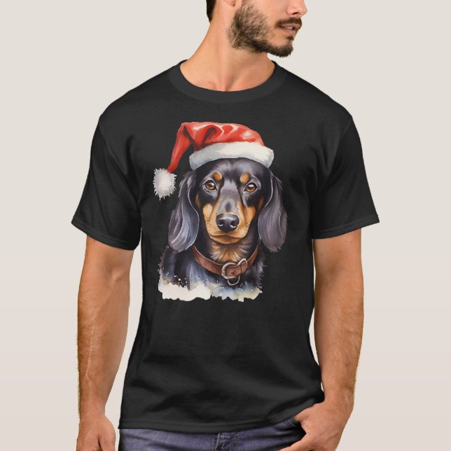 Dachshund Christmas Dog T Shirt (Framsida)