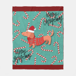 Dachshund christmas fleecefilt