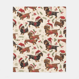 Dachshund christmas fleecefilt