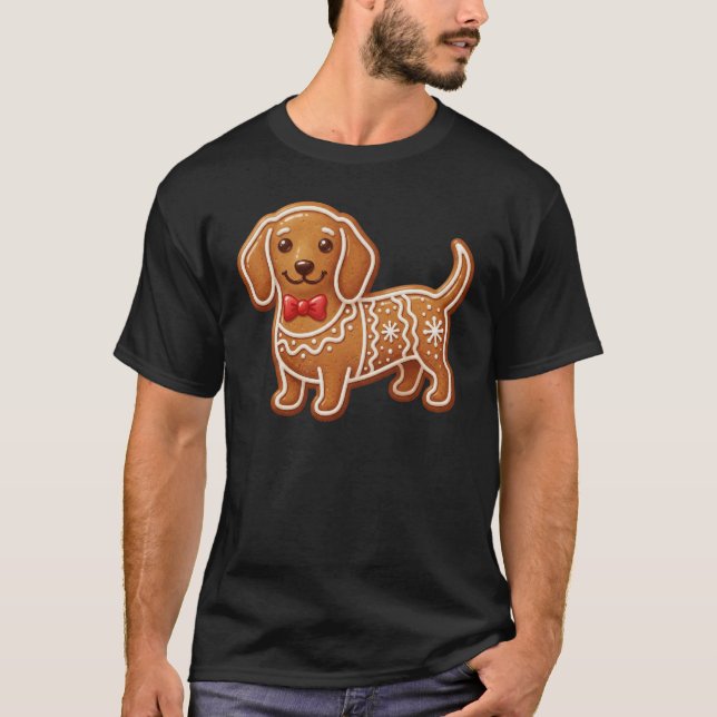 Dachshund Christmas Gingerbread holiday winter sea T Shirt (Framsida)