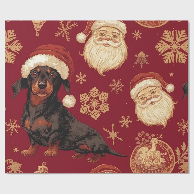 Dachshund christmas-inslagning papper presentpapper (Platt)