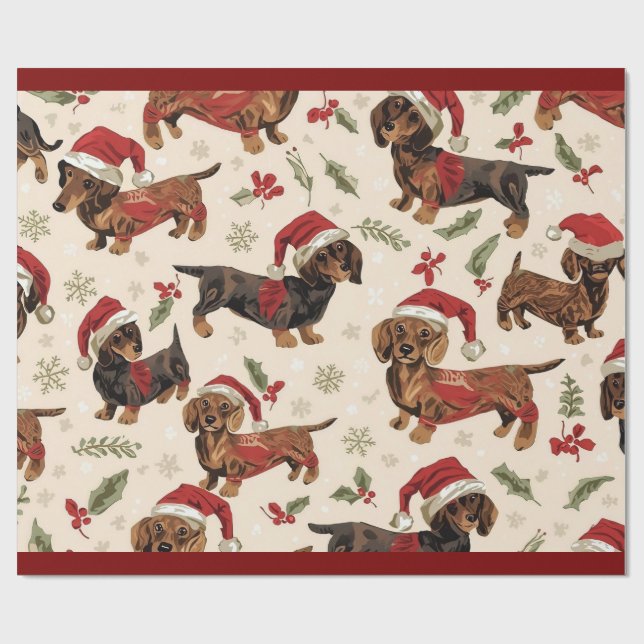 Dachshund christmas-inslagning papper presentpapper (Platt)