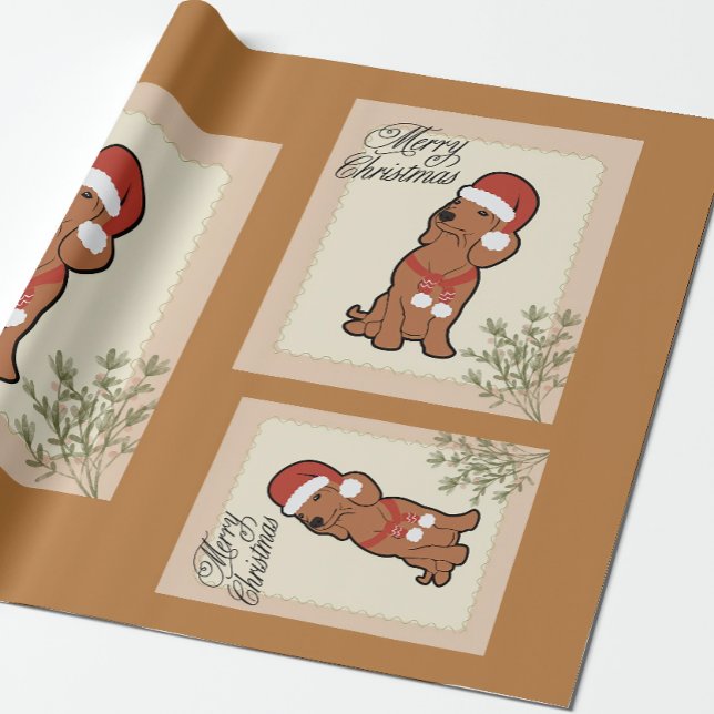 Dachshund christmas-inslagning papper presentpapper (Skapare uppladdad)