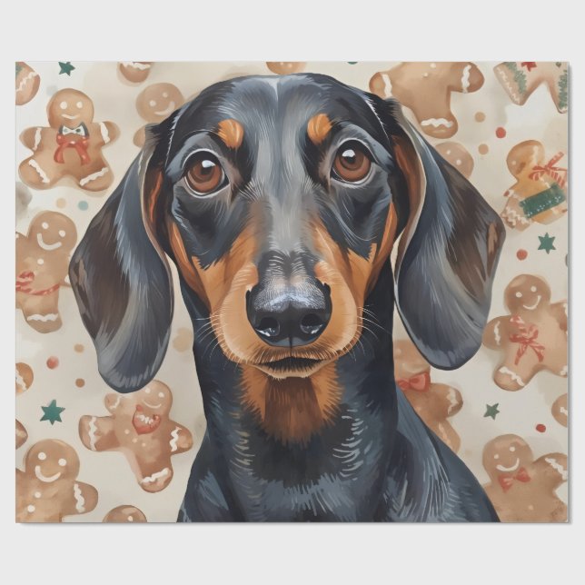Dachshund christmas-inslagning papper presentpapper (Platt)