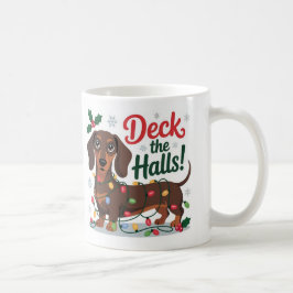 Dachshund Christmas Mug – Deck the Halls Holiday Kaffemugg