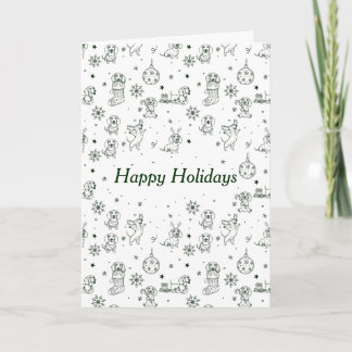 Dachshund Christmas pattern Helgkort