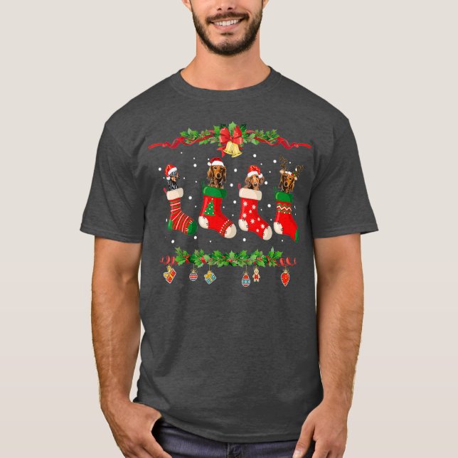 Dachshund Christmas  Stocking Dog Xmas Gift T Shirt (Framsida)