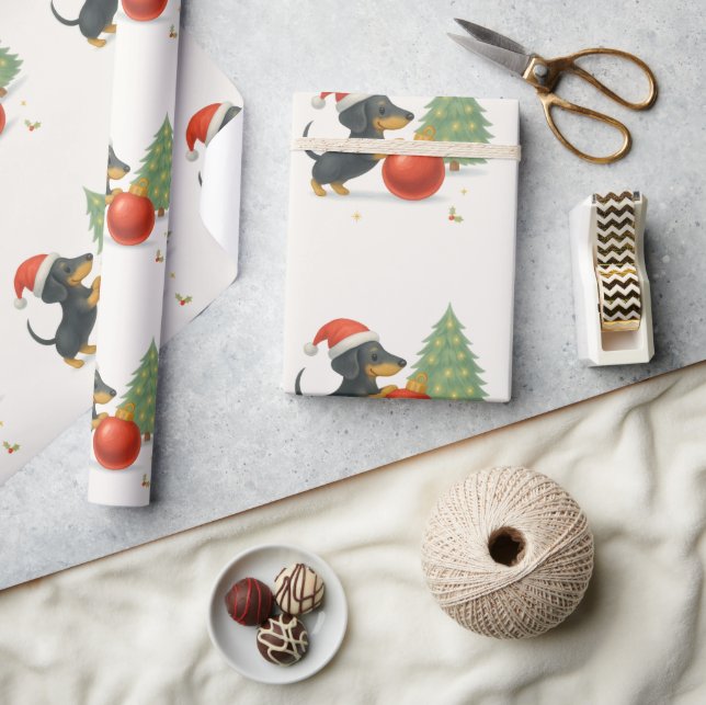 Dachshund Christmas Wrapping Paper | Dog Lover  Presentpapper (Hantverk)