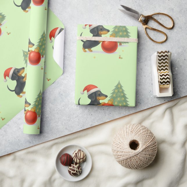Dachshund Christmas Wrapping Paper | Dog Lover  Presentpapper (Hantverk)