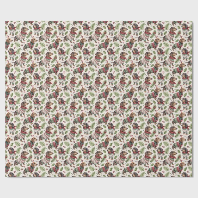 Dachshund Christmas Wrapping Paper Presentpapper (Platt)