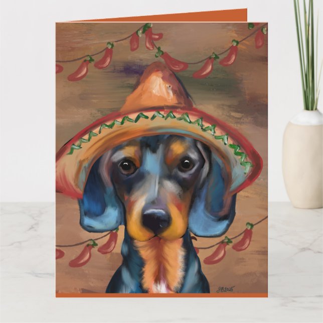 Dachshund Cinco de Mayo Kort (Framsida)