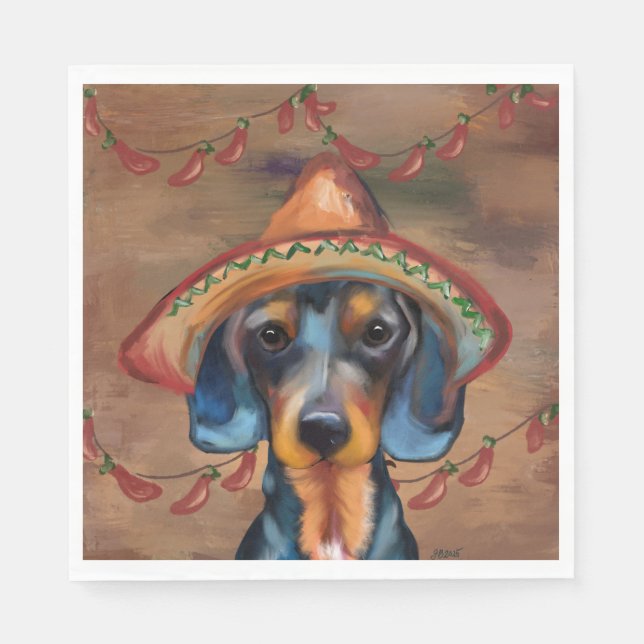 Dachshund Cinco de Mayo Pappersservett (Framsidan)