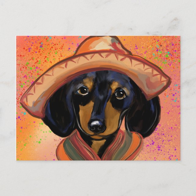 Dachshund Cinco de Mayo Vykort (Framsida)