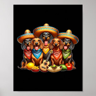 Dachshund Cinco De Mayo Wiener Dog Poster