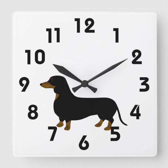 Dachshund Clock Fyrkantig Klocka (Framsida)