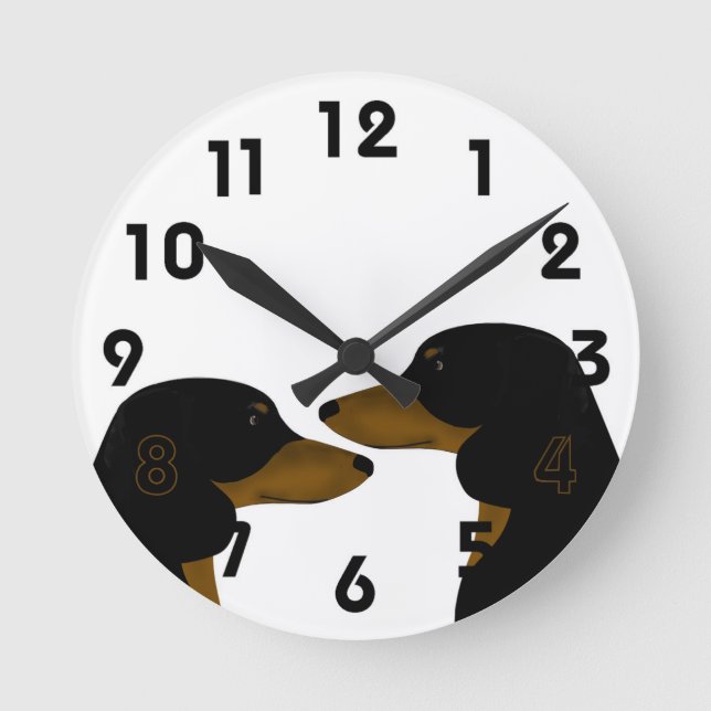 Dachshund Clock Rund Klocka (Framsida)