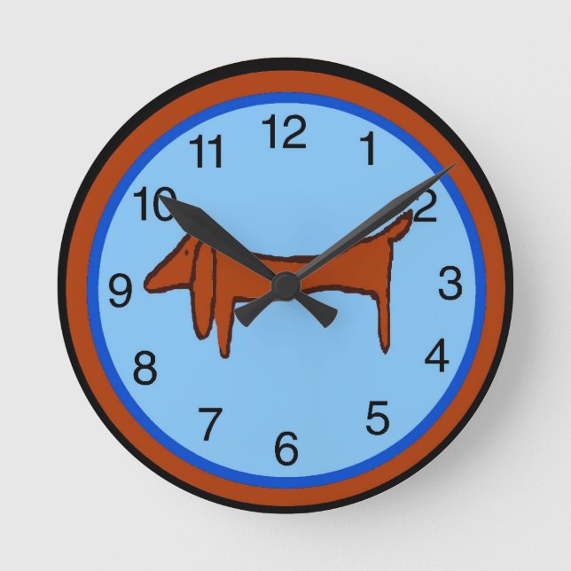 Dachshund Clock Rund Klocka (Framsida)