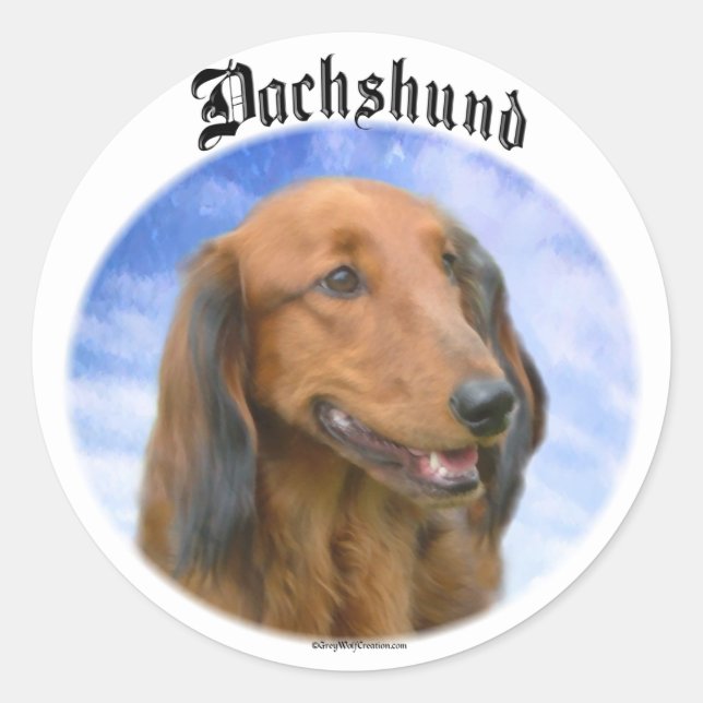 Dachshund Clouds Runt Klistermärke (Framsida)