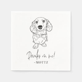 Dachshund Cocktail Napkin Hund Modern Bröllop Pappersservett