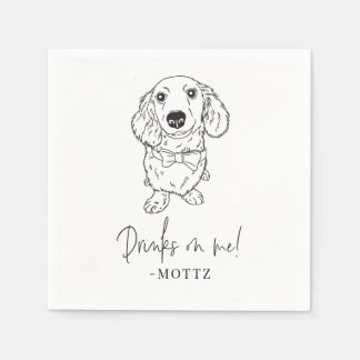 Dachshund Cocktail Napkin Hund Modern Bröllop Pappersservett