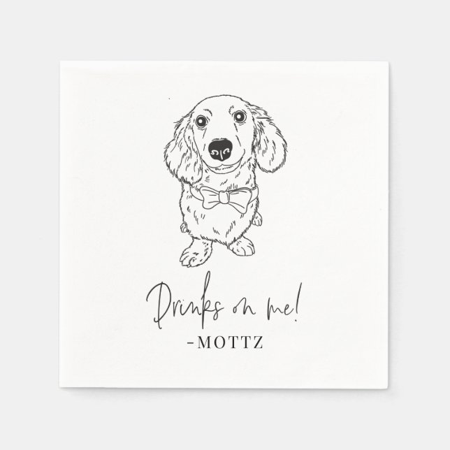 Dachshund Cocktail Napkin Hund Modern Bröllop Pappersservett (Framsidan)