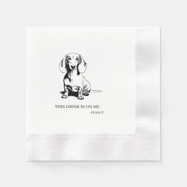 Dachshund Cocktail Napkin Pappersservett (Framsidan)