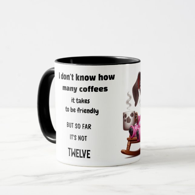 Dachshund Coffee Humor Mugg (Framsida vänster)