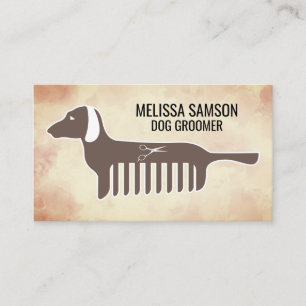 Dachshund Comb Logotyp Hund Groomer Visitkort