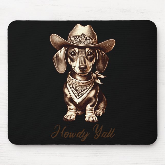 Dachshund Cowboy Cute Sausage Dog Cowboy Weiner Pu Musmatta (Framsidan)