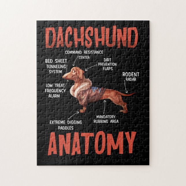 Dachshund Cute for Wiener Doxie Älskare Anatomy Pussel (Vertikal)