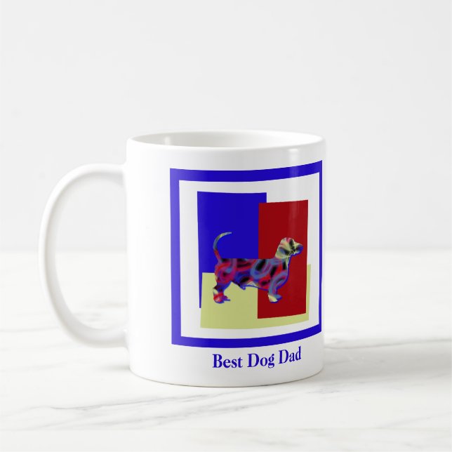 Dachshund Cute Hund Silhouette TRBY Far's Day Kaffemugg (Vänster)