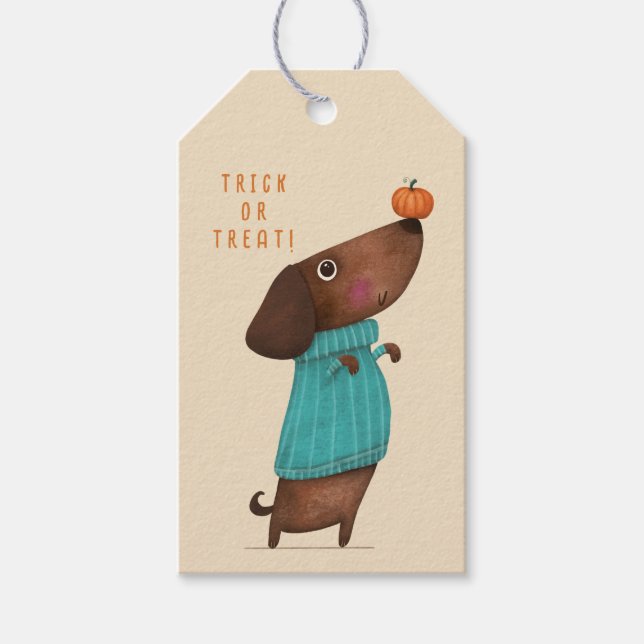 Dachshund Dachshund AutumnHalloween Fall Presentetikett (Framsidan)