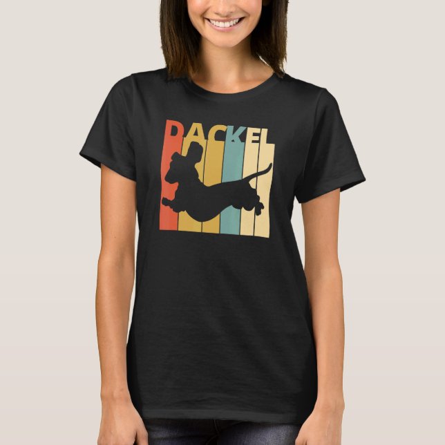 Dachshund Dachshund Hund Silhouette Retro T Shirt (Framsida)
