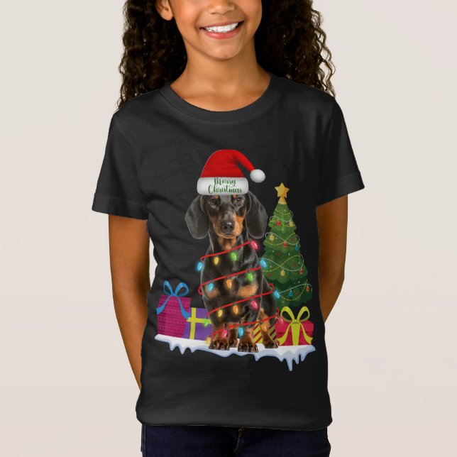 Dachshund dackel wiener hund ful christmas sweater t shirt (Framsida)