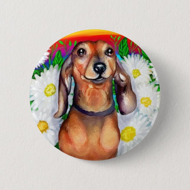 Dachshund Daisy Patch Knapp (Framsida)