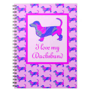 Dachshund/Daxie Hund älskare Rosa & Blue Silhouett Anteckningsbok
