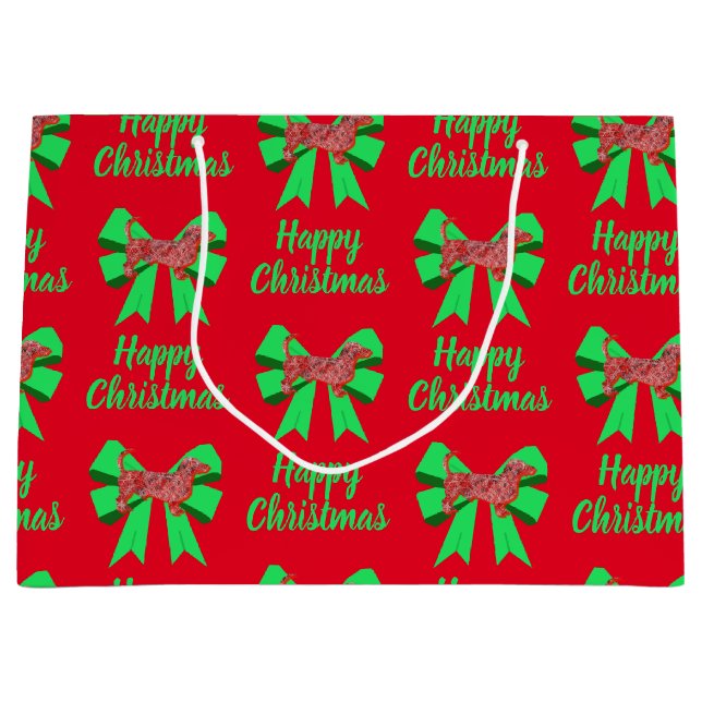 Dachshund Daxie jul - Hund och Grönt Bow (Framsidan)