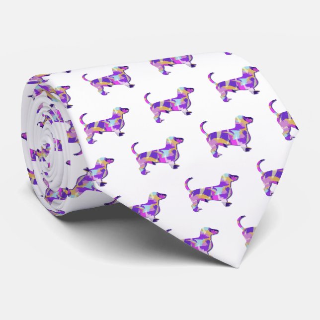 Dachshund Daxie Silhouette Lila White Nacke Slips (Rullad)