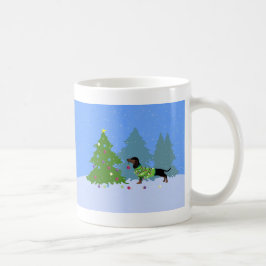 Dachshund Decoration Julgran i skog Kaffemugg