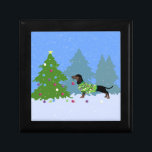 Dachshund Decoration Julgran i skog Smyckeskrin<br><div class="desc">Denna silhuett kan också representera: Artois,  Wiener hund,  Weiner hund,  Sause Hund,  Hett Hund,  Hotdog,  Teckel,  Tweenie,  Dachshund,  Doxie,  Hound,  Standard Dachshund,  Miniature Dachshund,  Mini Dachshund,  Long-Dachshund,  Long-Dachshund,  Hunden,  Rough,  Badger Sårt doachshund,  Långhårigt doachshund,  långfristigt mini Dachshund,  långfristigt doachshund,  svart och tan,  äpple,  leksak,  Teckel,  silke,  blandning,  trådkablage</div>