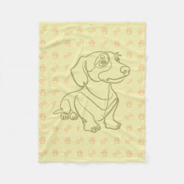 Dachshund Dekorativ Linje Konst Mönster Fleecefilt