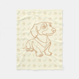 Dachshund Dekorativ Linje Konst Mönster Fleecefilt