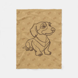 Dachshund Dekorativ Linje Konst Mönster Fleecefilt