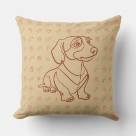 Dachshund Dekorativ Linje Konst Mönster Kudde