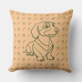 Dachshund Dekorativ Linje Konst Mönster Kudde