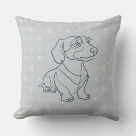 Dachshund Dekorativ Linje Konst Mönster Kudde