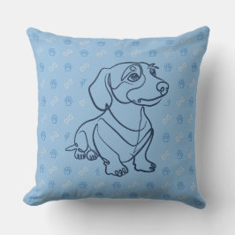 Dachshund Dekorativ Linje Konst Mönster Kudde