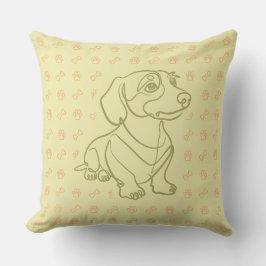 Dachshund Dekorativ Linje Konst Mönster Kudde