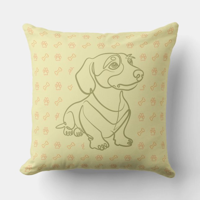 Dachshund Dekorativ Linje Konst Mönster Kudde (Framsida)