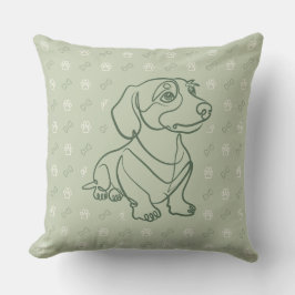 Dachshund Dekorativ Linje Konst Mönster Kudde